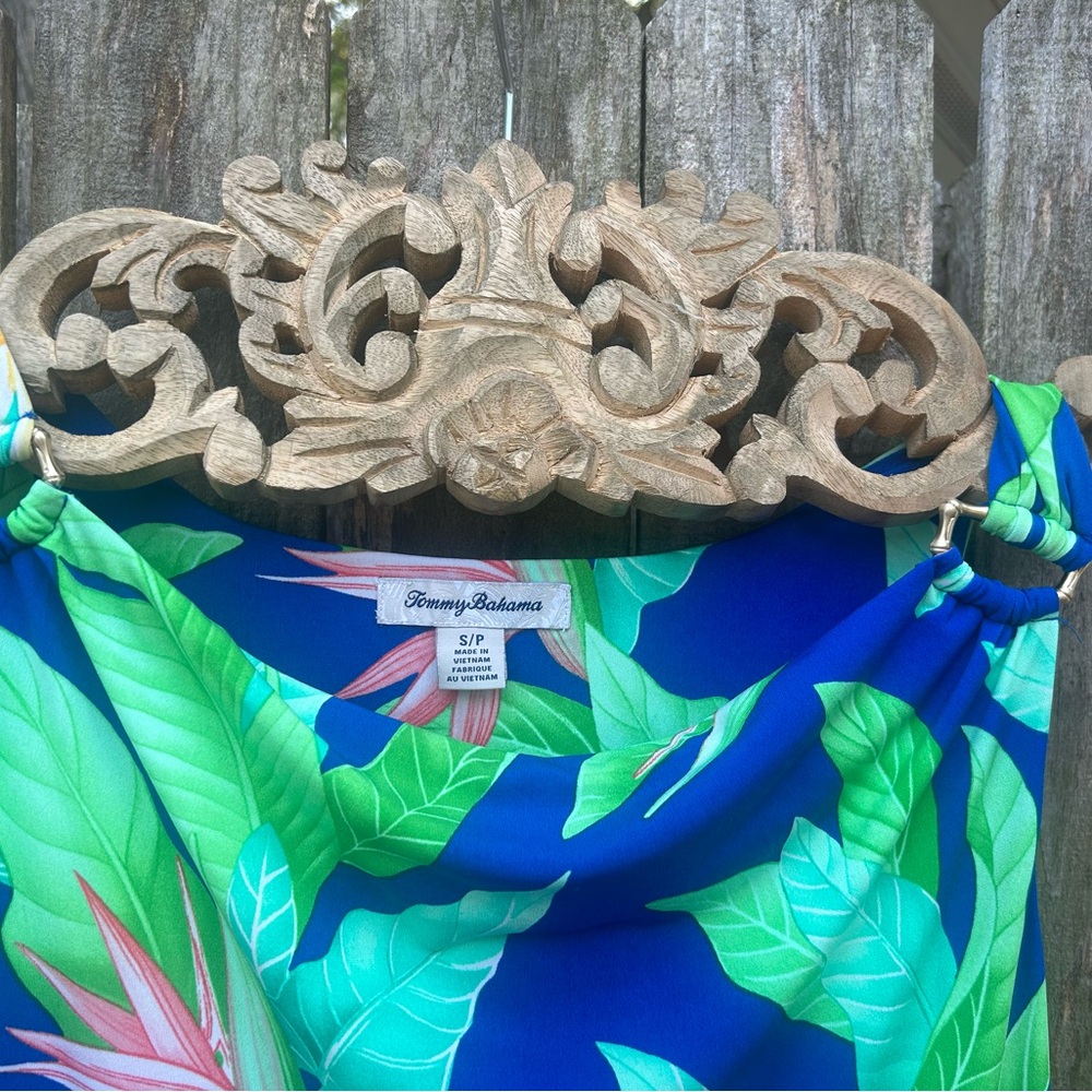 Tommy Bahama Blue and Green Leaf Print  maxi dress - Picture 3 of 4